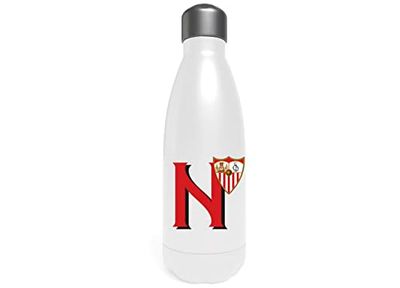 Sevilla - roestvrijstalen waterfles, trommel, veldfles, hermetische afsluiting, letter N, 550 ml, witte kleur, officieel product (CyP Brands)