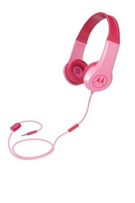 Motorola Squads 200 - Casque Filaire pour Enfants - Volume Limitée avec 85 dB, Flexible et durable, Protection de l'Ouïe et Fonction de Partage de Musique, Coussin anti-allergique (sans BPA) - Rose
