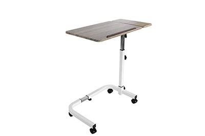 KMINA - Bedtafel Verstelbaar met Wielen, Ziekenhuis Bedtafel, Laptoptafel op Wielen voor Fauteuil, Overbed Tafel Hoog, Ziekenhuis Tafel Tilt, C Shape Overbed Table Desk