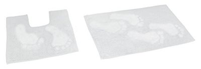 Rapport Home Set di tappetini da bagno e da bagno, in cotone, bianco, 80 x 50 x 2 cm