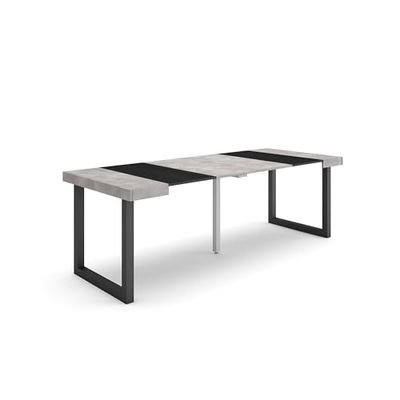 Skraut Home | Uittrekbare consoletafel | eettafel | 220 | voor 10 personen | poten van massief hout | moderne stijl | cement
