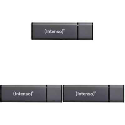 Intenso ALU Line - Memoria USB 2.0 de 4 GB, Color Antracita (Paquete de 3)