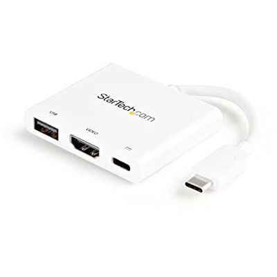 StarTech.com Adaptador Multifunción USB-C a HDMI 4K - Replicador de Puertos con Entrega de Potencia y Puerto USB-A - Blanco