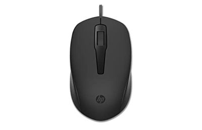 HP 150 Wired Mouse, Cablato, Collegamento USB-A, Sensore Ottico da 1600 DPI, 3 Pulsanti e Rotella di Scorrimento a Doppia Funzione, Impugnatura Egonomica e Funzionale, Nero