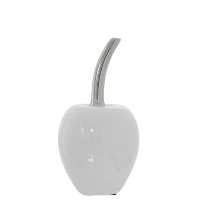 Alexandra House Living Figurka dekoracyjna biała srebrna ceramiczna wiśnia 10 x 20 cm