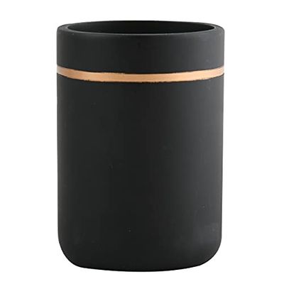 Spirella, Porte-Brosse à Dents en céramique élégante et Moderne, Design Noir et doré Mat, Parfait pour Une Salle de Bain stylée, Dimensions 7 x 11,5 cm