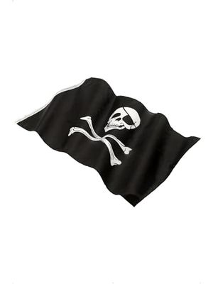 Smiffys Drapeau de pirate 152x91cm / 5inx3in, Noir, avec grande impression tête de mort