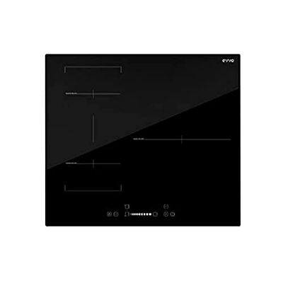 EVVO Vetroceramica V60 DUO - 3 zone di cottura + Bridge Zone da 35,4 cm, larghezza 60 cm, vetro Bright Glass ceramico, 7200 W, 4 modalità di cottura