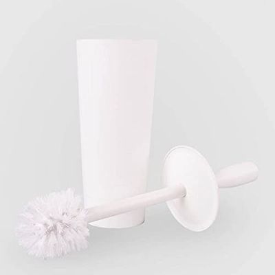 La Briantina Juego de escobilla y escobillero de baño, Completo Inodoro Top con práctica Tapa, Color Blanco