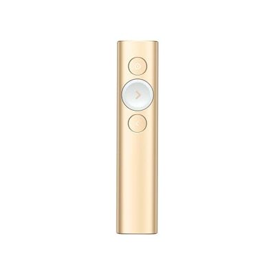 Logitech Spotlight Trådlös Presentatör 2.4 GHz samt Bluetooth, USB-mottagre, Digital Laser pekare, 30-Meter Räckvidd, Bluetooth eller WIFI koppling, Timer, PC/Mac/Android/iOS - Guld/Vit