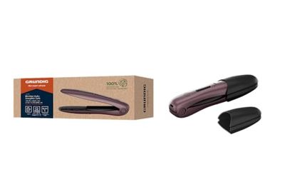 Grundig HS 6330 Mini Hair Straightener, Travel Straightener, 3 Temperature Levels (160/180/200°C), Small Plates, Ceramic Coating, LE Display, Up to 32 Minutes Operating Time, Safety Shut-Off, Purple