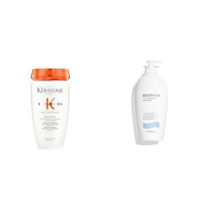 Kerastase Nutritive - Bain Riche Satin - Shampoing Riche en Nutriments Essentiels et BIOTHERM - Lait Corps L'Original - Lait Corps Hydratant Anti-Dessèchement - Nourrit