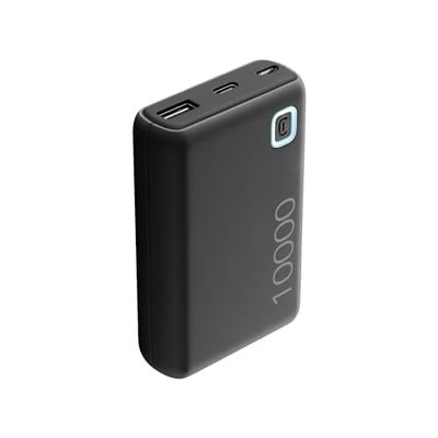 Cellularline - Power Bank ESSENCE 10000 - Caricabatterie Portatile da 10000mAh - Input 1xUSB-C, 1xMICRO USB, 10.5W - Output 1xUSB 12W - Nero