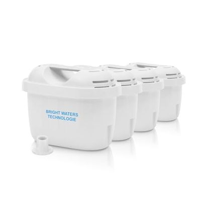 Filtro ricarica 4 unità, facile installazione, compatibile con sistemi di purificazione, migliora il gusto dell'acqua.