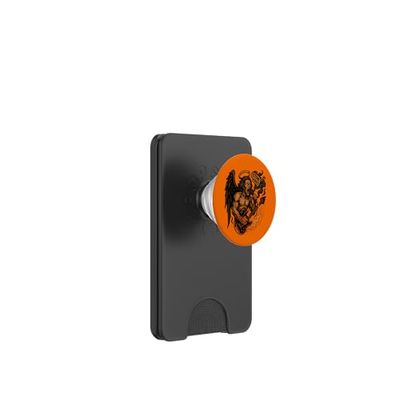 Ángel blasfemo con guitarra flameante y halo roto PopSockets PopWallet para MagSafe