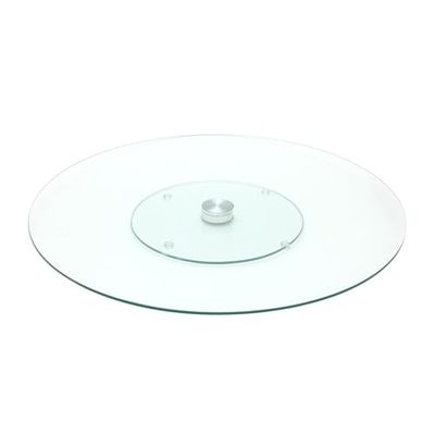 Saveur et degustation - Ka1741 - Plateau de Table Rond Tournant Verre et Metal Acier Inoxydable Transparent