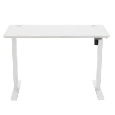 Amazon Basics - Escritorio eléctrico de altura ajustable, 120 x 60 cm, ergonómico, de fácil manejo, parte superior blanca y marco blanco