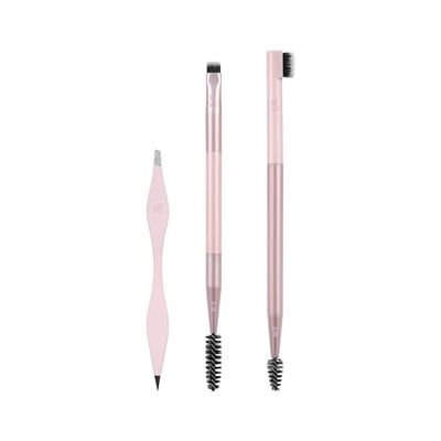 REAL TECHNIQUES Brow Shaping Set, Spoolie, Brow Brushes, Tweezers, Dual-Ended Eyebrow Tools, For Styling, & Shaping Eyebrows, Get Full, Fluffy Brows, 3 Piece Set
