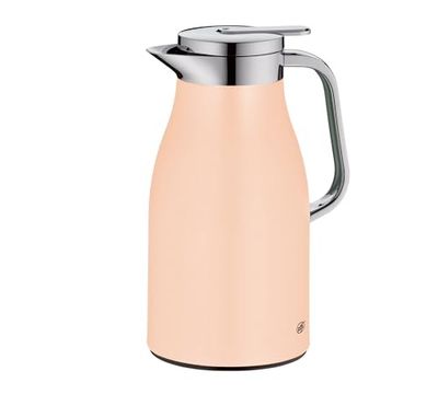 alfi Skyline 1,0 l, pastelabrikoos, roestvrijstalen thermoskan, met hygiënisch inzetstuk van gehard glas, draaisluiting met comfortabele drukknop, ergonomische handgreep, ideaal als koffiepot, theepot