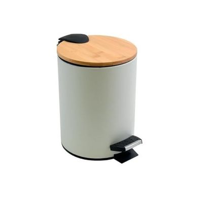Spirella - Pattumiera da bagno con pedale in acciaio ADONIS - Coperchio in bambù - Chiusura ammortizzata facile, freno anticaduta, contenitore interno - 30 litri - Nero opaco
