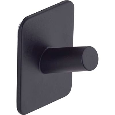 Technik Team Perchero autoadhesivo Damon ancho 39 mm, altura 50 mm – Gancho adhesivo extra fuerte – Gancho de pared de acero negro recubierto de polvo