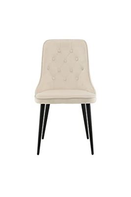 Velvet Deluxe eetstoel - zwarte benen/beige fluweel