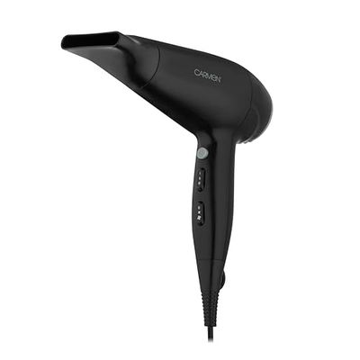 Carmen C81237BLK Hair Dryer with Concentrator Nozzle, Three Heat Settings, 2 Speed Settings, 2200W, Black and Grey
