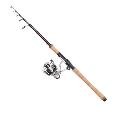 DAM Impressa Tele Spinning Combo, canna e mulinello per la pesca d'acqua dolce, luccioperca e lucioperca, forte, leggero e versatile, nero, canna moderatamente veloce da 2,70 m, mulinello taglia 3000
