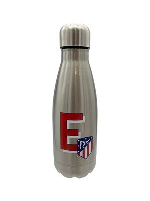 Atlético de Madrid - roestvrijstalen waterfles, hermetische sluiting, met rode letter E-ontwerp, 550 ml, metallic kleur, officieel product (CyP Brands)