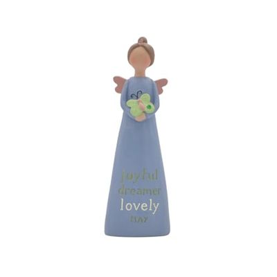 Blossom Bucket Ange Pierre de Naissance – Mai, 14 cm de Hauteur, Bleu, résine, Figurine, décoration d'intérieur