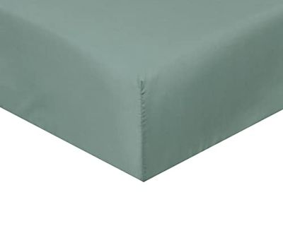 Sleepdown Extra Deep Fitted Sheet 32cm Pocket Easy Care Non-Iron Super Soft Polycotton Bedsheet Bedding Bed Linen - Single - Sage Green