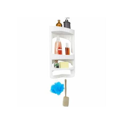 Avilia Scaffale da Doccia Angolare, Salvaspazio 3 Ripiani in Plastica Bianco - Organizer Bagno Ideale per Shampoo, Sapone