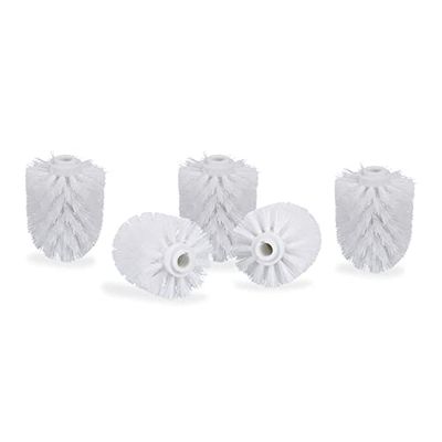 Relaxdays Conjunto de 5 escovas de sanita, escovas de casa de banho soltas, rosca de 12 mm, cabeça de escova de substituição de 7 cm de diâmetro, branco