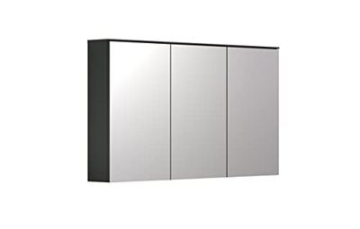 trendteam smart living - Synnax - Armadietto a specchio - Antracite - Specchio da bagno con 9 scomparti e 6 ripiani regolabili - 120 x 70 x 17 cm - Moderno specchio da bagno a 3 ante
