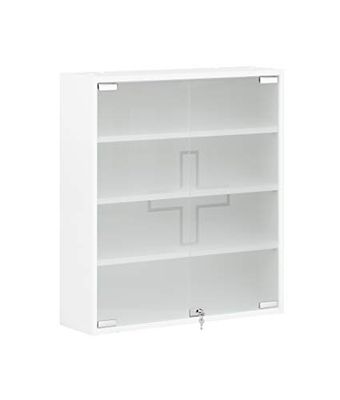 Schildmeyer 147587 Armoire à Pharmacie, Matériau Dérivé du Bois, Blanc Brillant, 71,5 x 64,2 x 19,6 cm