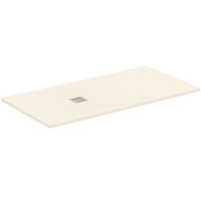 Ideal Standard - Ultra Flat S+, Piatto doccia rettangolare ultrasottile in resina effetto pietra, 160x80cm, Ideal Solid, Scarico lato corto, Sabbia