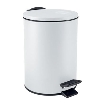 Spirella, Poubelle à Pédale en Acier, Modèle Adelar, Mécanisme Slow Close, Le Couvercle se referme doucement et silencieusement, Revêtement Anti-Traces de Doigts, Blanc, 3 litres
