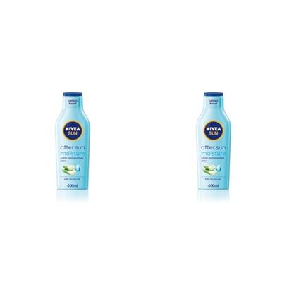 NIVEA SUN After Sun Moisturising Soothing Lotion (400 ml), Cooling Moisturiser with Aloe Vera, Naturally Soothing After Sun Care with 24-Hour Effectiveness (Pack of 2)