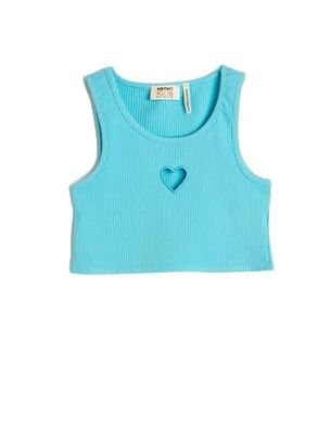 Koton Crop Top Cut out Detail Sleeveless Cotton Ribbed, Camicia Ragazze, Blue (650),