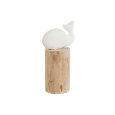 Home ESPRIT Figura Decorativa Blanco Natural Ballena Mediterráneo 17 x 10 x 28 cm