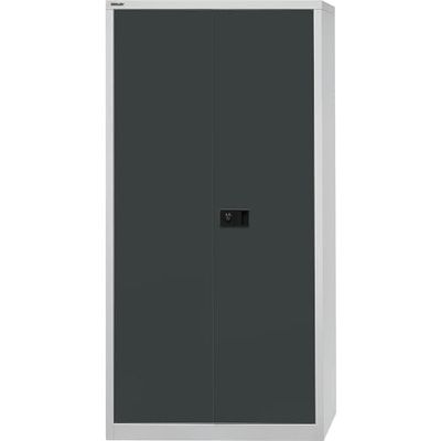 Bisley - Armadio a Due Ante Universale, 4 Ripiani zincati, 5 OH, Metallo, 525, Corpo Grigio Chiaro, Frontali Antracite, 40 x 91,4 x 195 cm