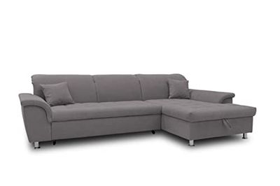 DOMO. collection Divano ad angolo Franzi, divano a forma di L, divano ad angolo, 279 x 162 x 81 cm (larghezza x profondità x altezza), grigio scuro