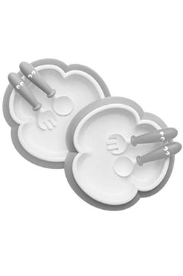 BabyBjörn Kinderbord, lepel en vork, 2 sets, grijs