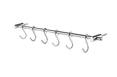 Barre support mural - Support de 40 cm avec 8 crochets, idéal pour organiser les outils et accessoires, fabriqué en métal robuste.