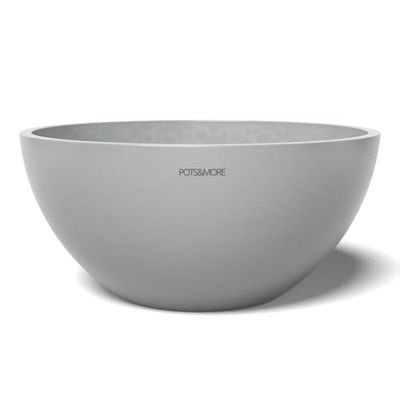 POTS&MORE UMO Bowl 30 VP313102 Pot de Fleurs en Plastique pour Plantes d'intérieur Diamètre 30 cm Design Rond Gris Clair Hauteur 13,9 cm