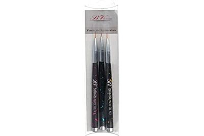 Bella Vida Lot de pinceaux à Ongles Noir 3U, Standard