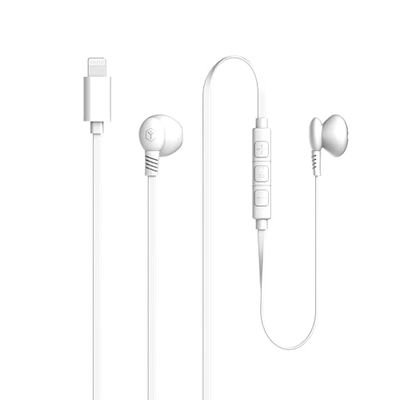 RYGHT L-Buds - Wired Lightning Earphones - 1m Flat Cable, Clear and Balanced Stereo Sound, Built-in Microphone - White