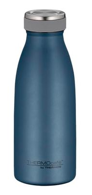 THERMOcafé by THERMOS TC BOTTLE Bouteille isotherme, bleu nuit, 0,35 l, en acier inoxydable, résistante aux boissons gazeuses, 12 h chaud pendant 24 h, anti-fuite, pour l'école, les déplacements et le