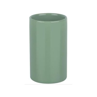 Spirella Tube Toothbrush Holder, Stoneware, Dark Green, Ø7 x 11.5 cm