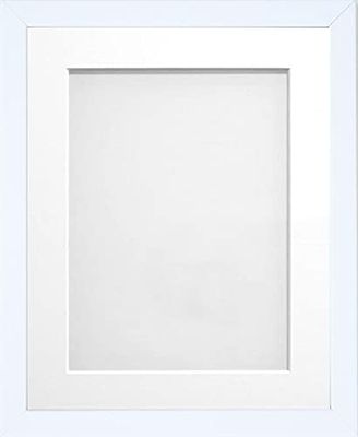 Frame Company Jellybean Range White Wooden 8x6 inch Picture Photo Frame with White Mount for Image 6x4 inch * Choice of Colours & Sizes* Fitted with Perspex